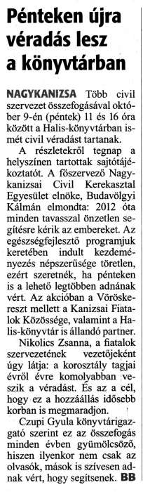 Zalai Hírlap 2020 10 06 234sz 03old - Pénteken újra véradás lesz a könyvtárban.jpg Zalai Hírlap 2020 10 06 234sz 03old - Pénteken újra véradás lesz a könyvtárban.jpg