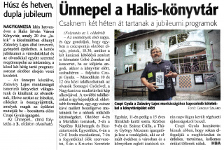 Zalai Hírlap 2021 09 24 222sz 01,03old - Ünnepel a Halis-könyvtár.jpg Zalai Hírlap 2021 09 24 222sz 01,03old - Ünnepel a Halis-könyvtár.jpg