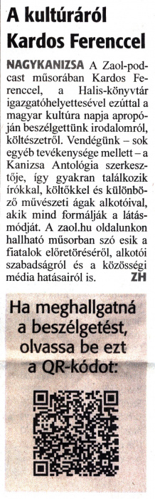 Zalai Hírlap 2024 01 23 019sz 01old - A kultúráról Kardos Ferenccel.jpg Zalai Hírlap 2024 01 23 019sz 01old - A kultúráról Kardos Ferenccel.jpg