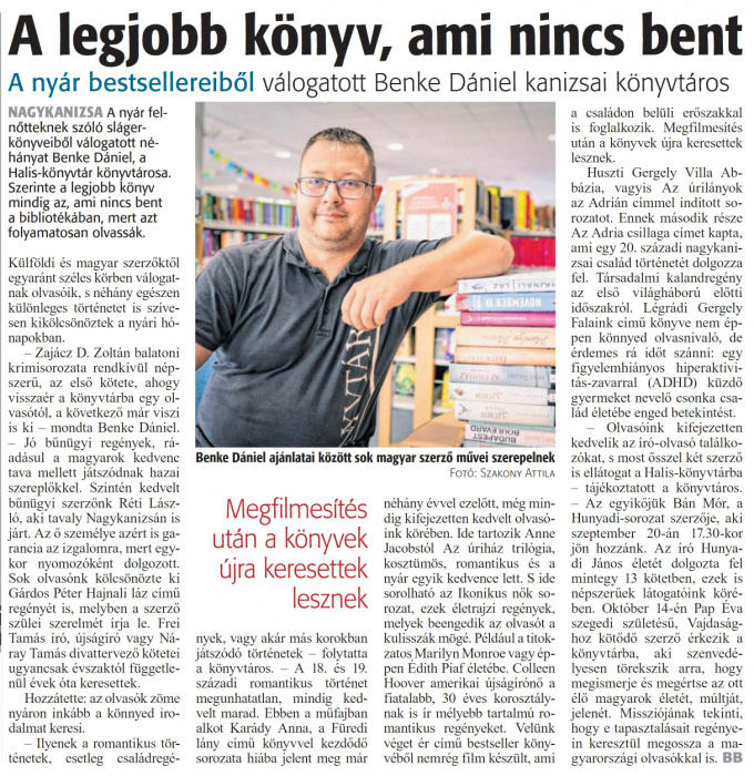 Zalai Hírlap 2024 09 09 210sz 02old - A legjobb könyv, ami nincs bent.jpg Zalai Hírlap 2024 09 09 210sz 02old - A legjobb könyv, ami nincs bent.jpg